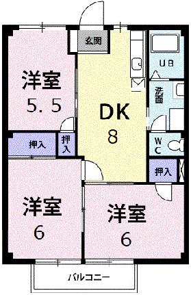 ニューシティ西本 202｜広島県広島市安佐南区緑井８丁目(賃貸アパート3DK・2階・52.17㎡)の写真 その2