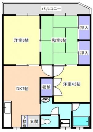 ＭＲビル 203号室｜広島県広島市南区向洋本町(賃貸マンション3DK・2階・50.40㎡)の写真 その2