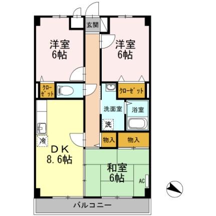 サンベール吉村 202｜広島県広島市安佐南区長束３丁目(賃貸マンション3DK・2階・61.00㎡)の写真 その2