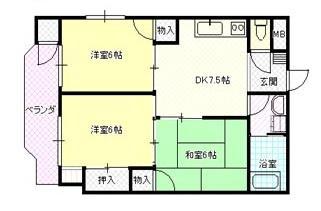 中川ビル 302号室｜広島県広島市中区江波二本松１丁目(賃貸マンション3DK・3階・52.80㎡)の写真 その2