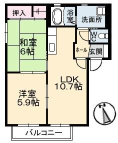 広島県広島市中区江波本町(賃貸アパート2LDK・2階・50.04㎡)の写真 その2