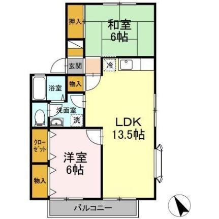 セジュール下桶　Ａ棟 A201｜広島県広島市安佐南区川内４丁目(賃貸アパート2LDK・2階・57.93㎡)の写真 その2