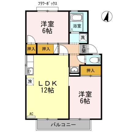 ハイライフ奥田　Ｂ棟 202｜広島県広島市安佐北区落合南３丁目(賃貸アパート2LDK・2階・54.42㎡)の写真 その2