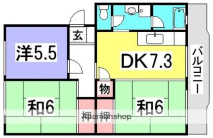 山根マンション 306｜広島県広島市佐伯区皆賀４丁目(賃貸マンション2LDK・3階・58.89㎡)の写真 その2