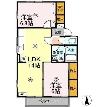 エクレール西田　Ｂ棟 202｜広島県広島市佐伯区三宅３丁目(賃貸アパート2LDK・2階・55.00㎡)の写真 その2