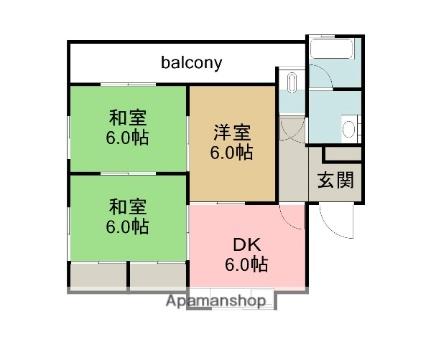 定森ビル 201｜広島県広島市西区古江東町(賃貸マンション3DK・2階・56.18㎡)の写真 その2