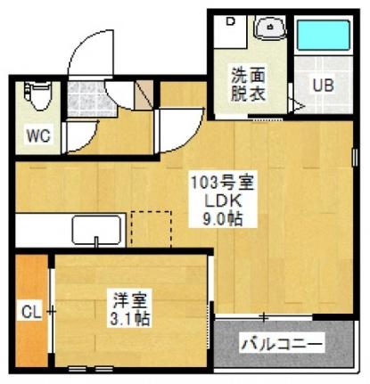 Ｇｒａｎｄｔｉｃ　翠 103号室 ｜ 広島県広島市南区翠２丁目（賃貸アパート1LDK・1階・29.26㎡） その2