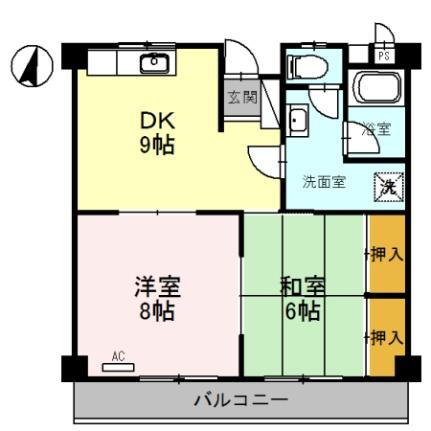 前河内ビル 302｜広島県広島市南区東雲２丁目(賃貸マンション2DK・3階・50.40㎡)の写真 その2