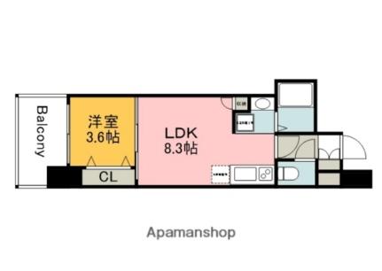 広島県広島市中区西白島町(賃貸マンション1LDK・14階・29.63㎡)の写真 その2