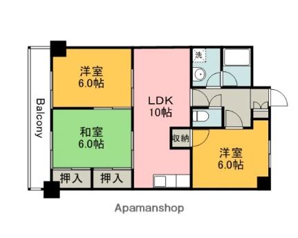 ホワイトハイツ 401｜広島県広島市中区東白島町(賃貸マンション3LDK・4階・62.52㎡)の写真 その2