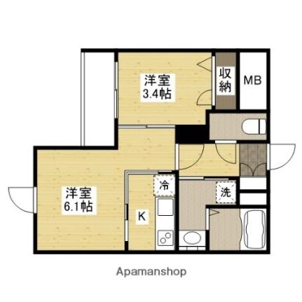 月光南観音弐番館 303｜広島県広島市西区南観音３丁目(賃貸マンション2K・3階・29.37㎡)の写真 その2