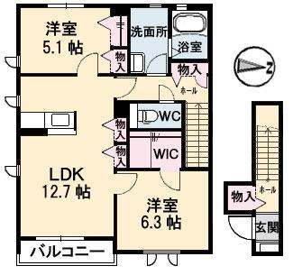 モンソレイユ　Ａ A201｜広島県安芸郡府中町山田１丁目(賃貸アパート2LDK・2階・62.60㎡)の写真 その2