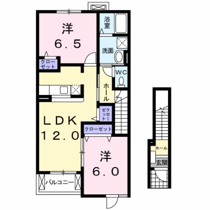 エスポワール　ＥＴＯ　Ｃ 203 ｜ 山口県山口市大内長野（賃貸アパート2LDK・2階・58.86㎡） その2