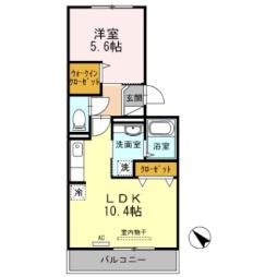 JR山口線 上郷駅 徒歩5分の賃貸アパート 3階1LDKの間取り