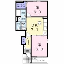 カーサ・フェリーチェI 104 ｜ 山口県山口市阿知須（賃貸アパート2DK・1階・45.39㎡） その2