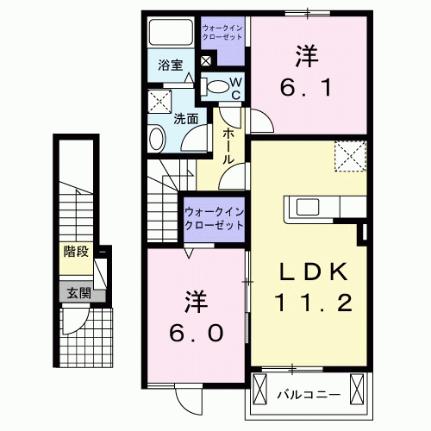 アマーレ・ルナ 203 ｜ 山口県防府市本橋町（賃貸アパート2LDK・2階・57.64㎡） その2