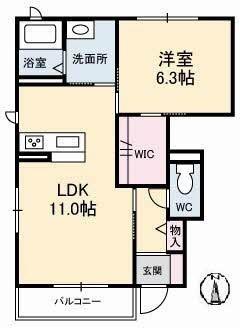 グランデージ　Ａ棟  ｜ 山口県防府市中泉町（賃貸アパート1LDK・1階・45.58㎡） その2