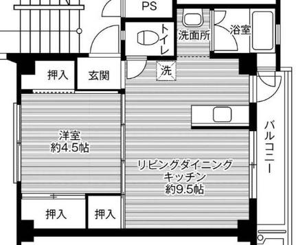 ビレッジハウス田島2号棟 0407 ｜ 山口県防府市大字田島（賃貸マンション1LDK・4階・33.09㎡） その2