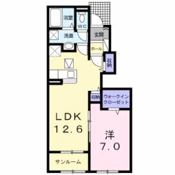 エスポワール　ホウフIII 1階1LDKの間取り