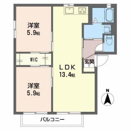 シャーメゾン　ラヴィ　Ｅ棟 ｜徳島県徳島市国府町和田字表(賃貸アパート2LDK・2階・54.07㎡)の写真 その2