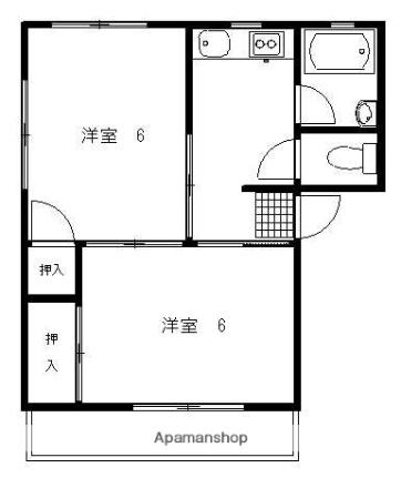 長浜マンション 5｜徳島県徳島市南島田町２丁目(賃貸マンション2DK・3階・32.70㎡)の写真 その2