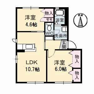 シャーメゾン藍住　Ｂ棟 103｜徳島県板野郡藍住町奥野字原(賃貸アパート2LDK・1階・50.04㎡)の写真 その2