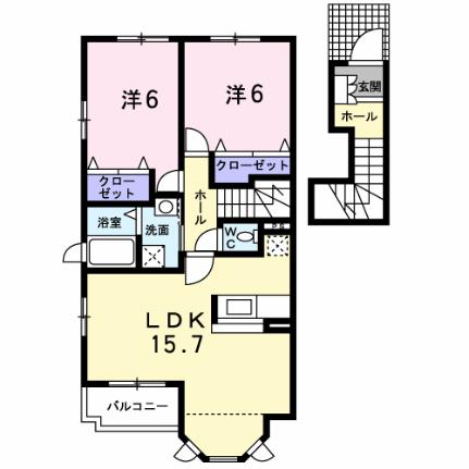 シャン・ドゥ・フルール 207｜徳島県徳島市名東町２丁目(賃貸アパート2LDK・2階・66.02㎡)の写真 その2