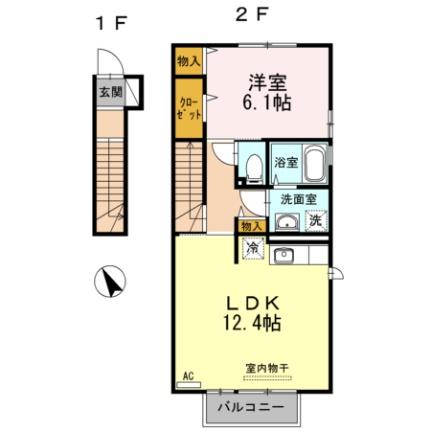 徳島県徳島市北矢三町３丁目(賃貸アパート1LDK・2階・50.60㎡)の写真 その2