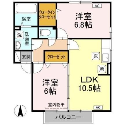 プラザ・シャルム　Ａ棟 A102｜徳島県徳島市川内町北原(賃貸アパート2LDK・1階・55.44㎡)の写真 その2