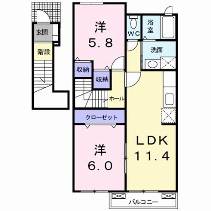 プレ　ブリッジ　シェトワ　II 203 ｜ 徳島県阿南市那賀川町中島（賃貸アパート2LDK・2階・55.81㎡） その2