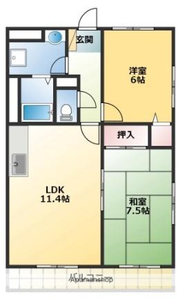 ハイツはと 306｜徳島県徳島市福島２丁目(賃貸マンション2LDK・3階・57.00㎡)の写真 その2