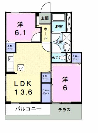 グレイスフル太田　Ｃ 102｜香川県高松市太田下町(賃貸アパート2LDK・1階・58.58㎡)の写真 その2