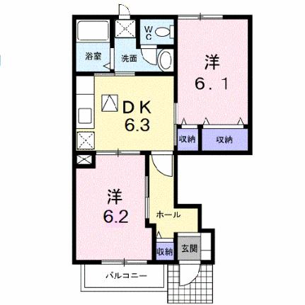 グリーンダイヤ村瀬　Ａ棟 101｜香川県高松市牟礼町牟礼(賃貸アパート2DK・1階・46.92㎡)の写真 その2