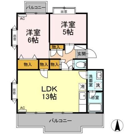 ピュアハイツ 109｜香川県高松市木太町(賃貸マンション2LDK・1階・67.19㎡)の写真 その2