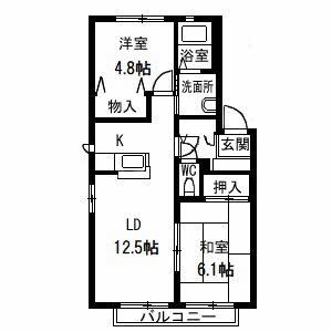 エクセルメゾン　Ｇ棟 102｜香川県高松市多肥下町(賃貸アパート2LDK・1階・53.26㎡)の写真 その2