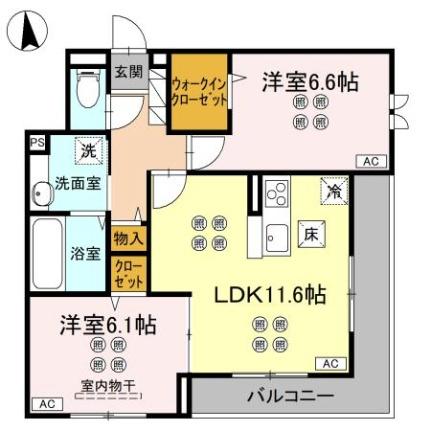 カメリアメゾン 101｜香川県高松市太田下町(賃貸アパート2LDK・1階・57.88㎡)の写真 その2