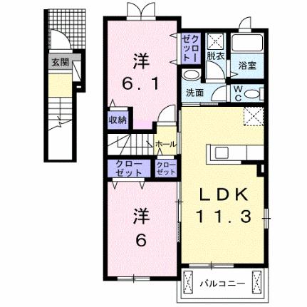 オルソ・グランデ元山　Ａ 201｜香川県高松市元山町(賃貸アパート2LDK・2階・57.07㎡)の写真 その2