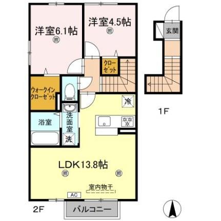 あいあい高木 205 ｜ 香川県木田郡三木町大字氷上（賃貸アパート2LDK・2階・59.87㎡） その2