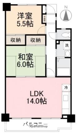 香川県高松市木太町(賃貸マンション2LDK・4階・58.48㎡)の写真 その2