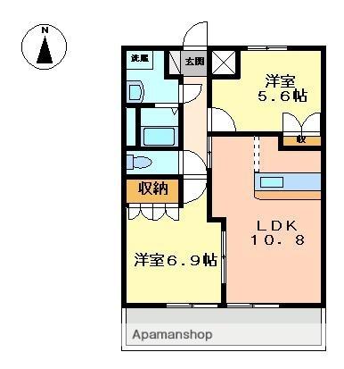 香川県東かがわ市西村(賃貸アパート2LDK・2階・54.00㎡)の写真 その2