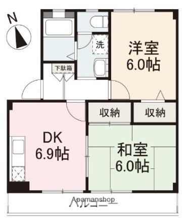 香川県高松市由良町(賃貸マンション2DK・3階・44.72㎡)の写真 その2