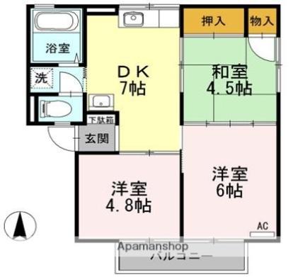 香川県高松市屋島西町(賃貸アパート3DK・1階・46.12㎡)の写真 その2