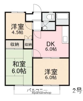 香川県高松市伏石町(賃貸アパート3DK・2階・47.54㎡)の写真 その2