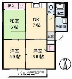 香川県高松市林町(賃貸アパート3DK・2階・56.09㎡)の写真 その2