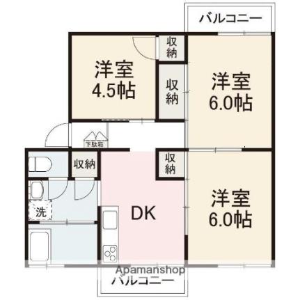 香川県高松市高松町(賃貸マンション3DK・2階・51.19㎡)の写真 その2