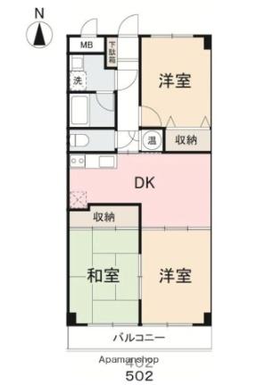 香川県高松市桜町２丁目(賃貸マンション3DK・5階・61.60㎡)の写真 その2