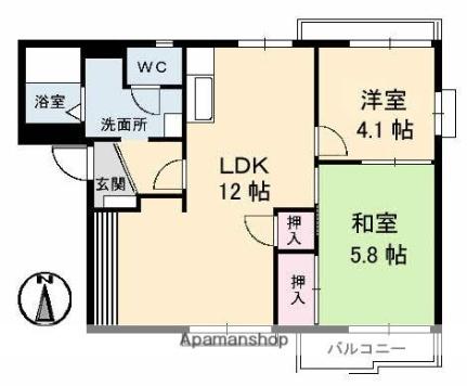 香川県高松市香西東町(賃貸アパート2LDK・1階・49.44㎡)の写真 その2