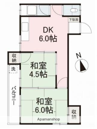 香川県高松市東浜町１丁目(賃貸マンション2DK・4階・37.26㎡)の写真 その2