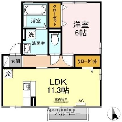 香川県高松市伏石町(賃貸アパート1LDK・2階・45.45㎡)の写真 その2