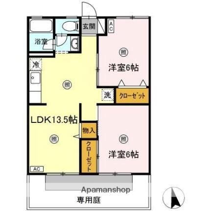 香川県高松市屋島西町(賃貸アパート2LDK・1階・52.55㎡)の写真 その2